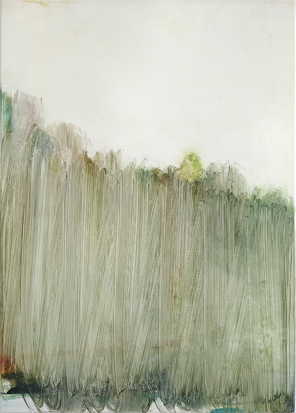Oliver Krähenbühl - Windgewelltes Gras, Öl auf Baumwolle, 70x50cm, 2018