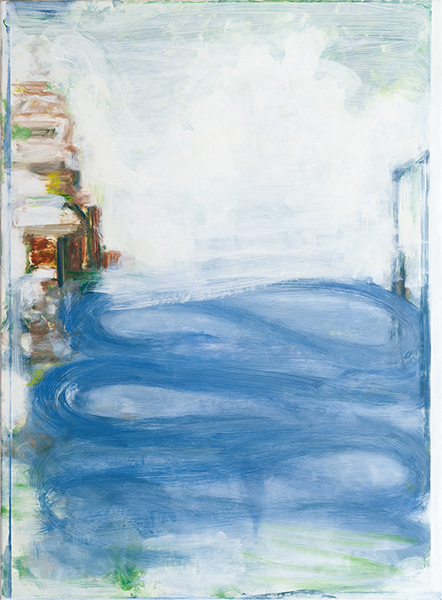 Oliver Krähenbühl, all das von hier aus, oil and watercolors on canvas, 130 x 95cm, 2021